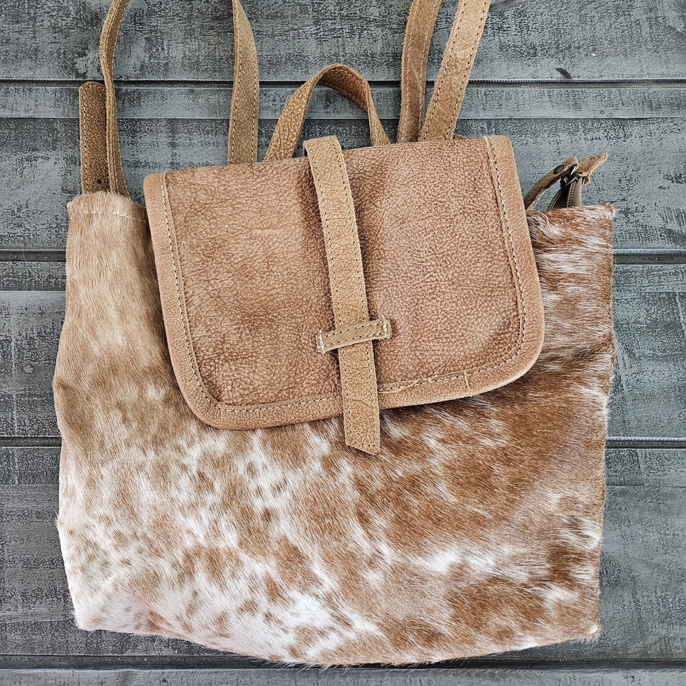 Leather Tan and Brown Women's Backpack